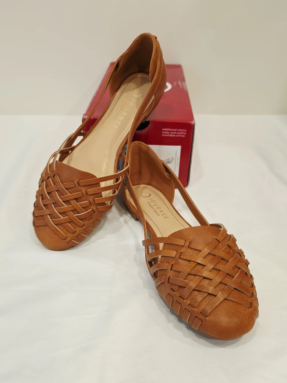 Journee Collection Ekko Women's Tan Woven Slingback Flats US Wide Size 9